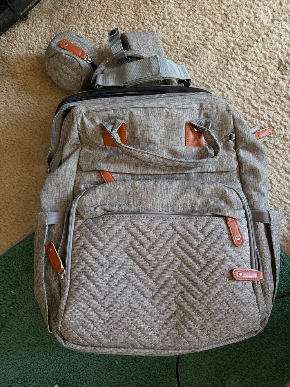 KABAQOO Gray Diaper Bag Backpack with Detachable Changing Table – Used Once